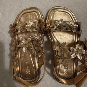 Zara Metallic Gold Floral Sandals for Girl